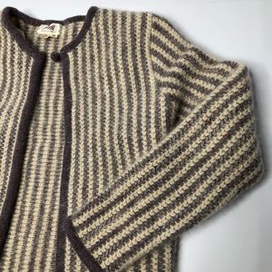 VTG 🐩 60’s Wool Cardigan Coat Pinstriped Purp Cream